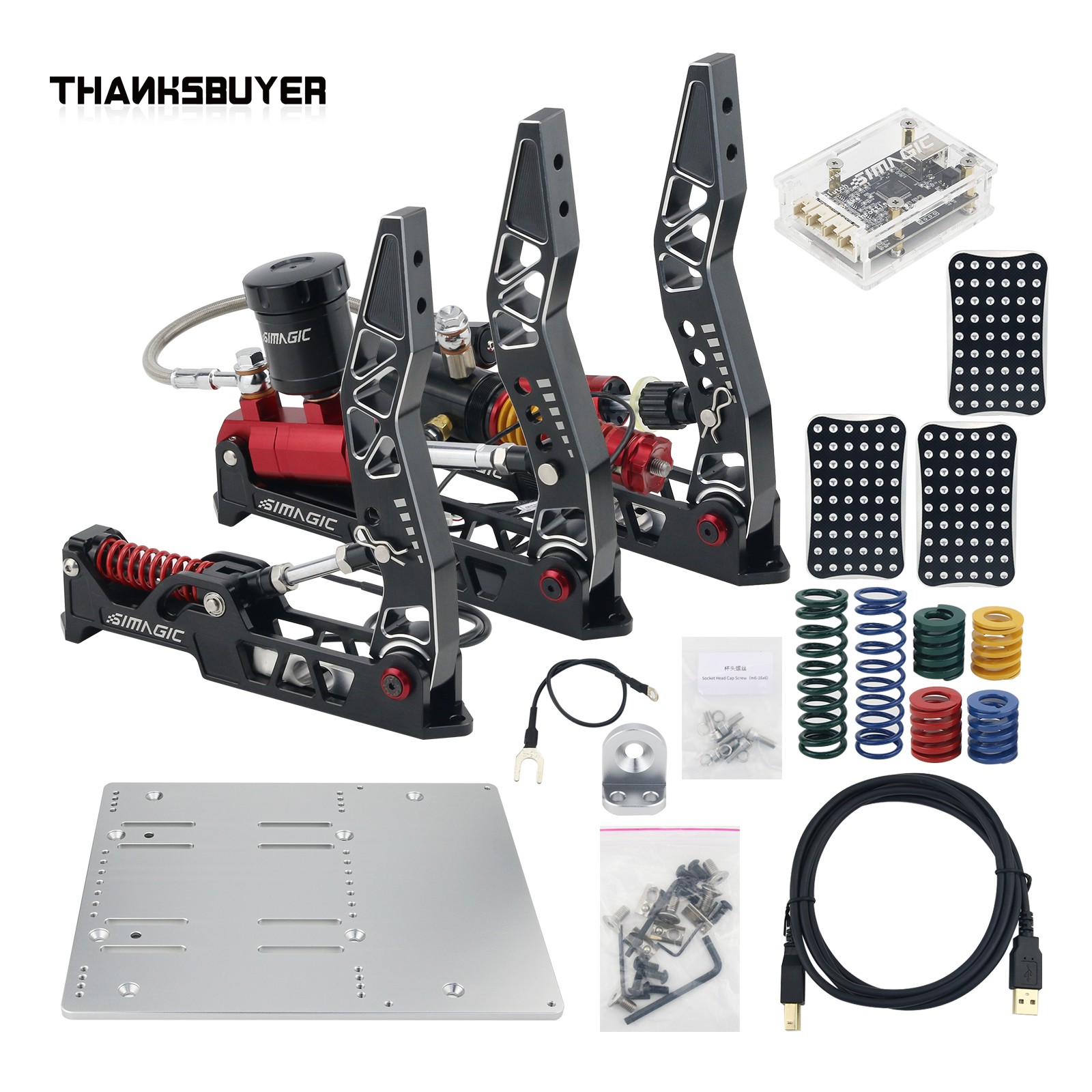 Racing Pedal Set - Set 3 Pedal Simagic SIM, dengan