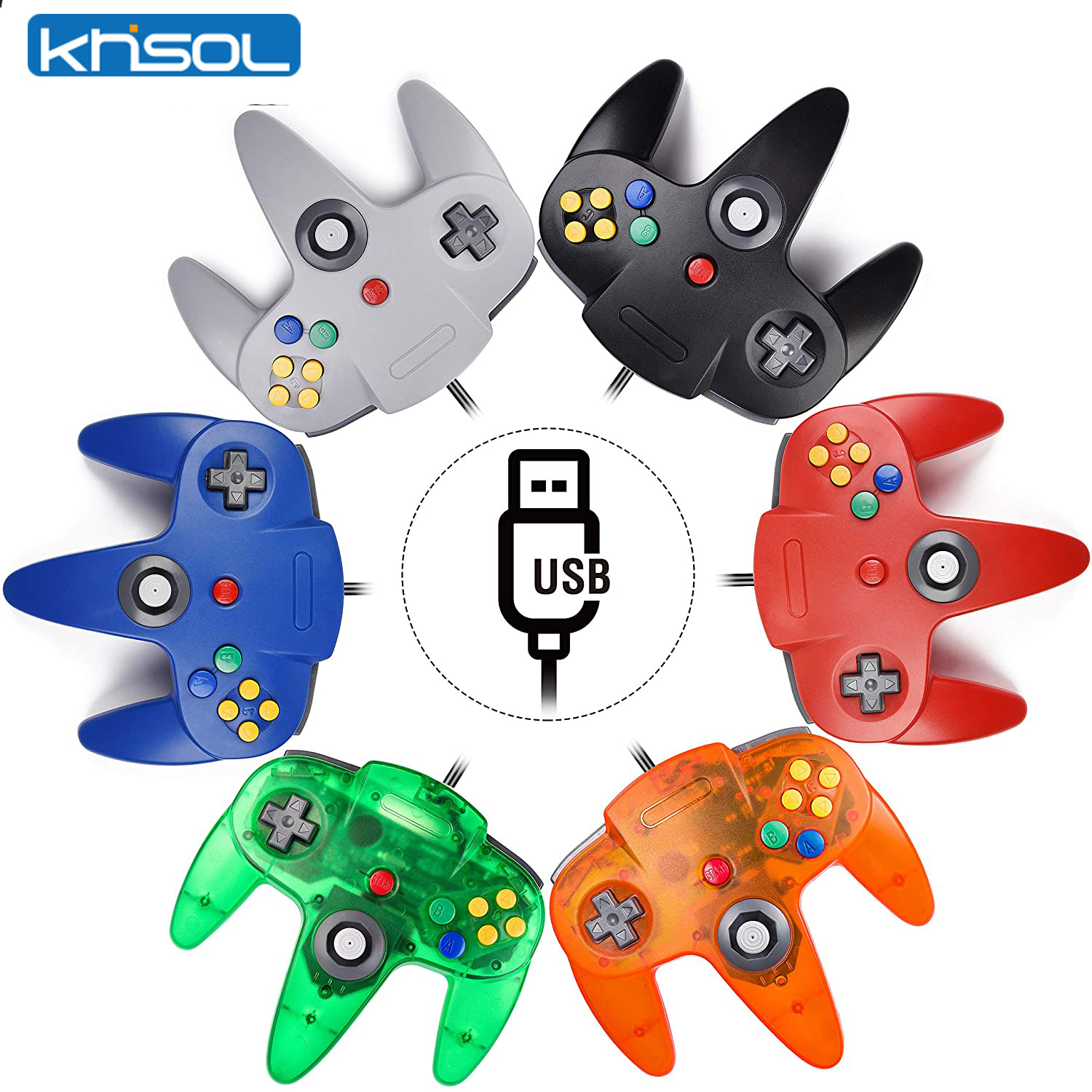 Gaming Console Windows - N64 kontroler klasik berkabel USB, aksesori